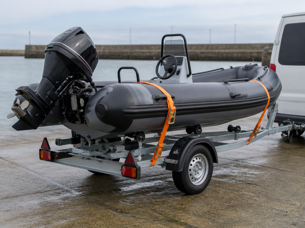 Превоз на RIB лодка ремарке пристанище | RIB boat transport trailer harbour Bulgaria | RIB Boot Transport Anhänger Hafen Bulgarien